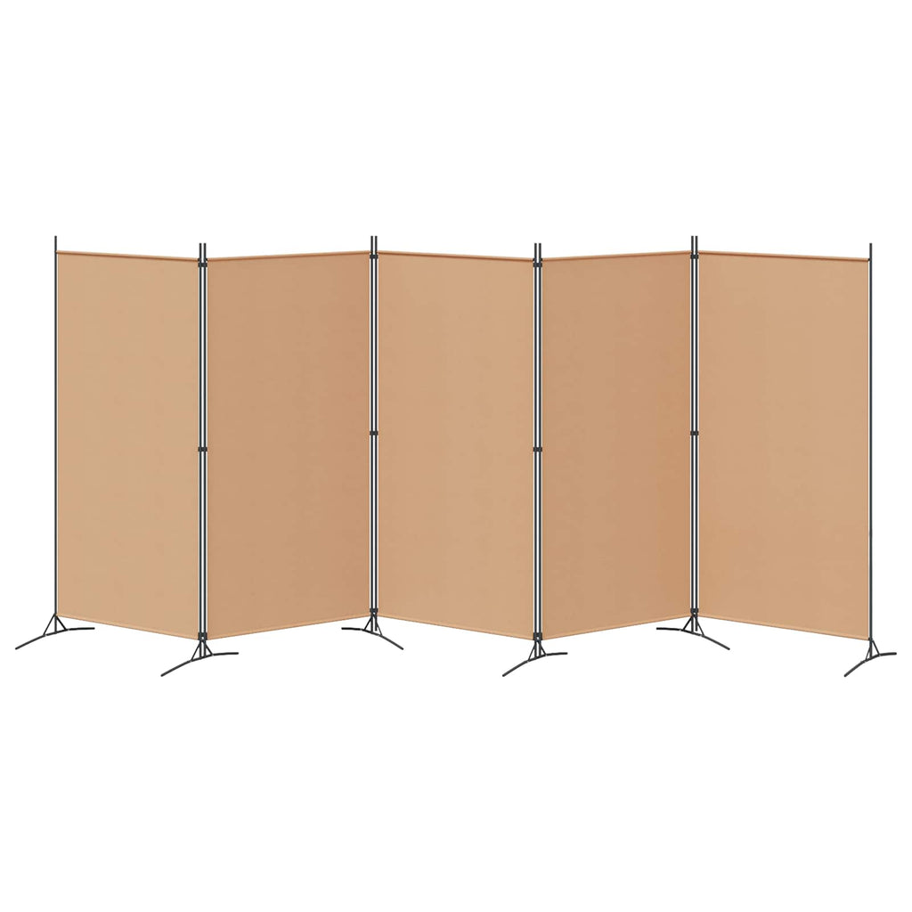 Paravento a 5 Pannelli Beige 433 x 180 cm Tessuto