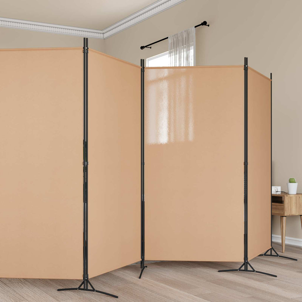 Divisore per Stanza a 6 Pannelli Beige 520 x 180 cm Tessuto