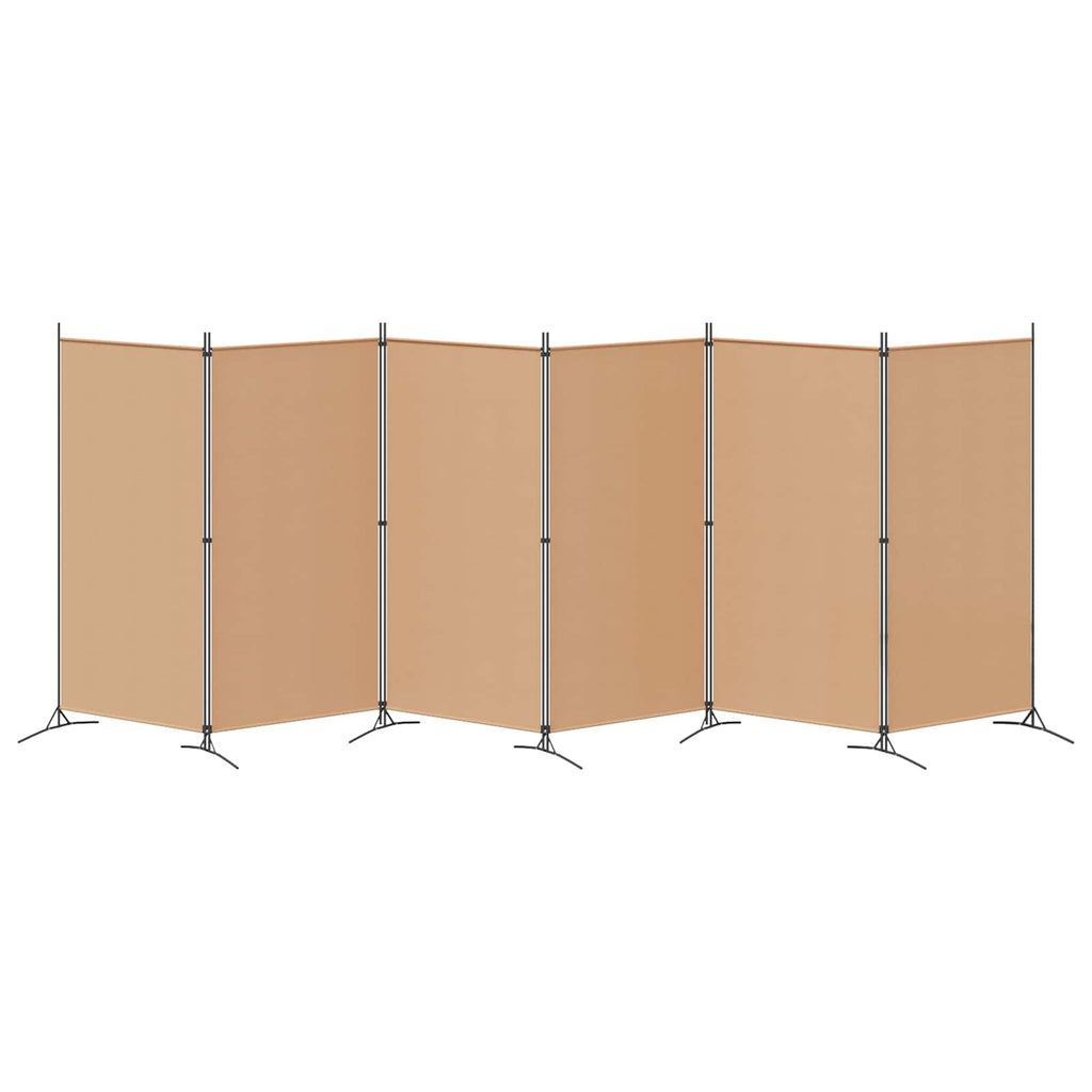 Divisore per Stanza a 6 Pannelli Beige 520 x 180 cm Tessuto