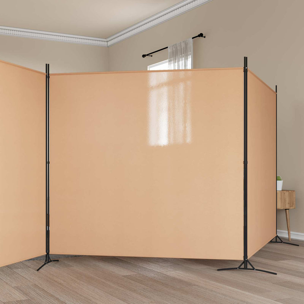 Paravento a 4 Pannelli Beige 525 x 180 cm Tessuto