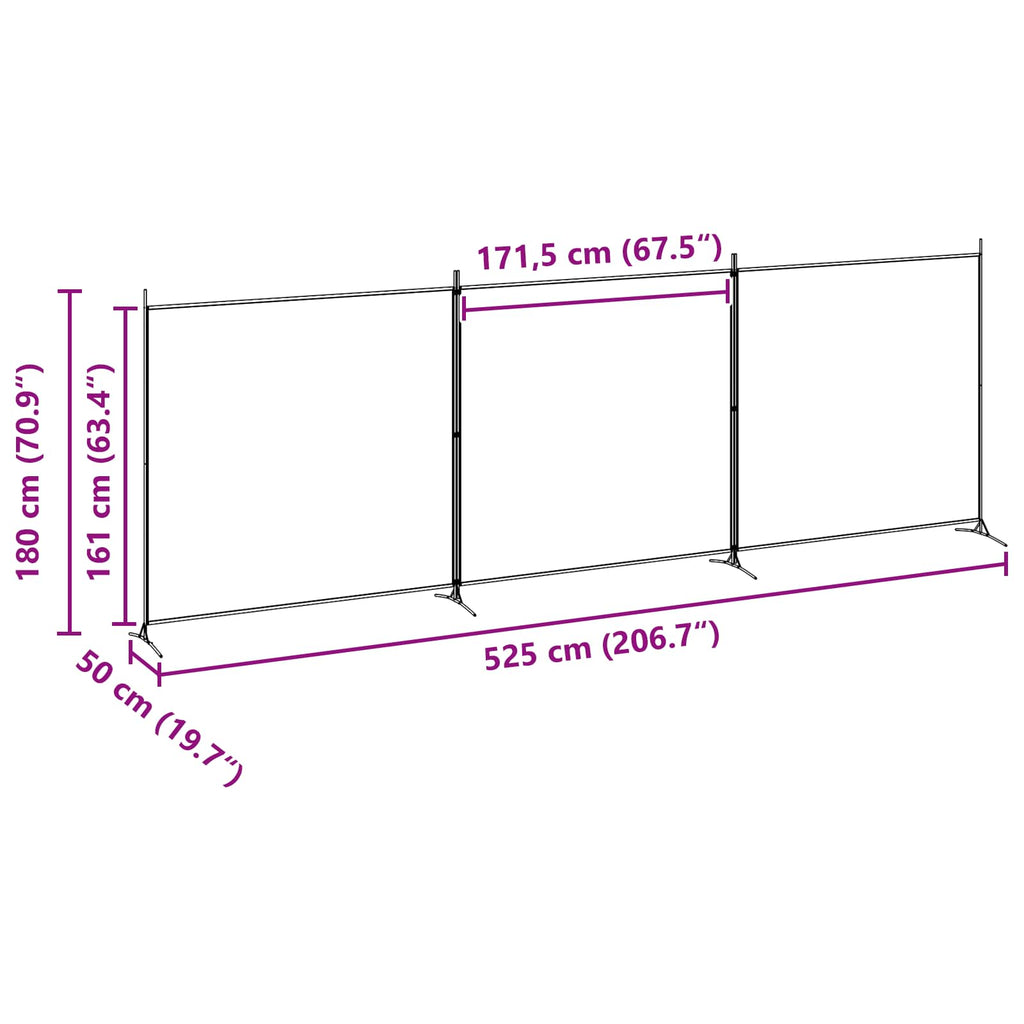 Paravento a 4 Pannelli Beige 525 x 180 cm Tessuto