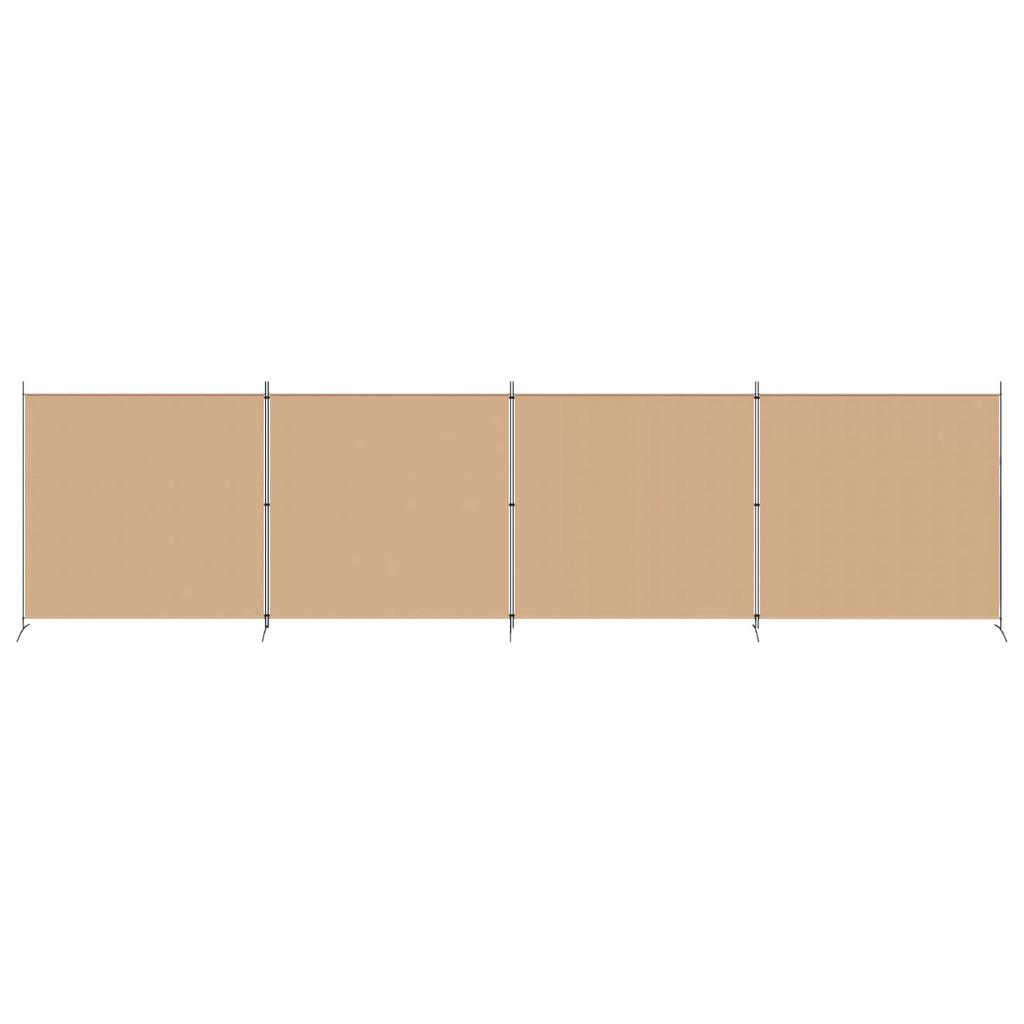 Paravento a 4 Pannelli Beige 698 x 180 cm Tessuto