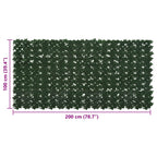 Schermo per balcone con foglie Verde Scuro 200 x 100 cm