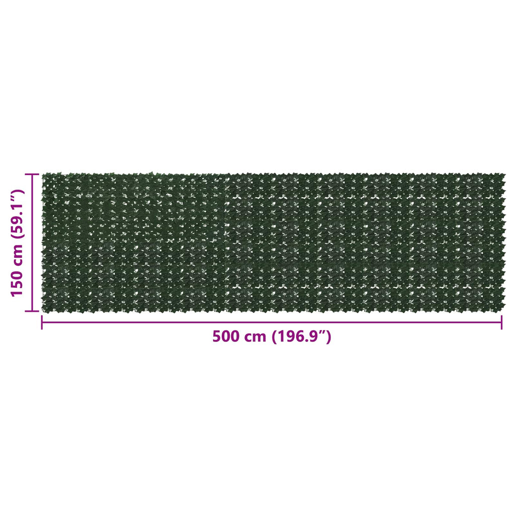 Schermo per balcone con foglie Verde Scuro 500 x 150 cm