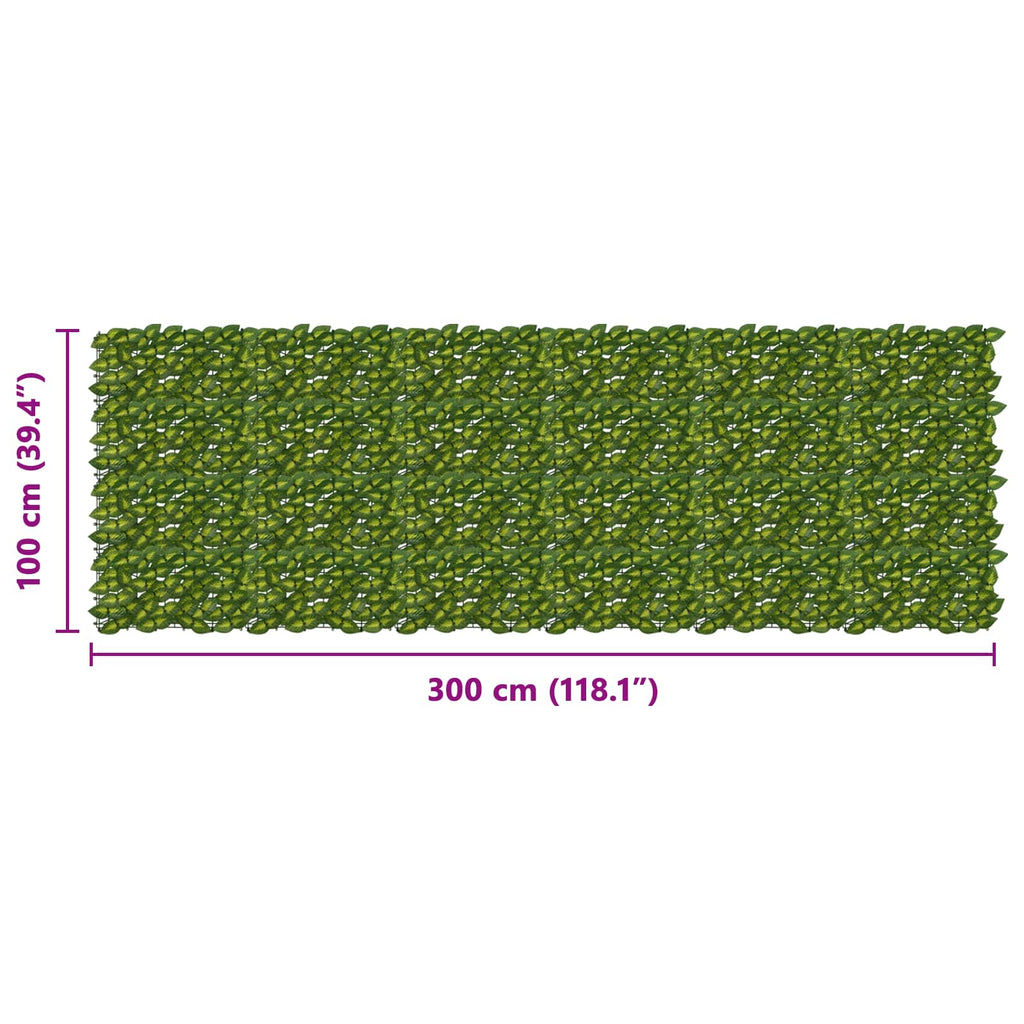 Schermo per balcone con foglie Verde e Giallo 300 x 100 cm