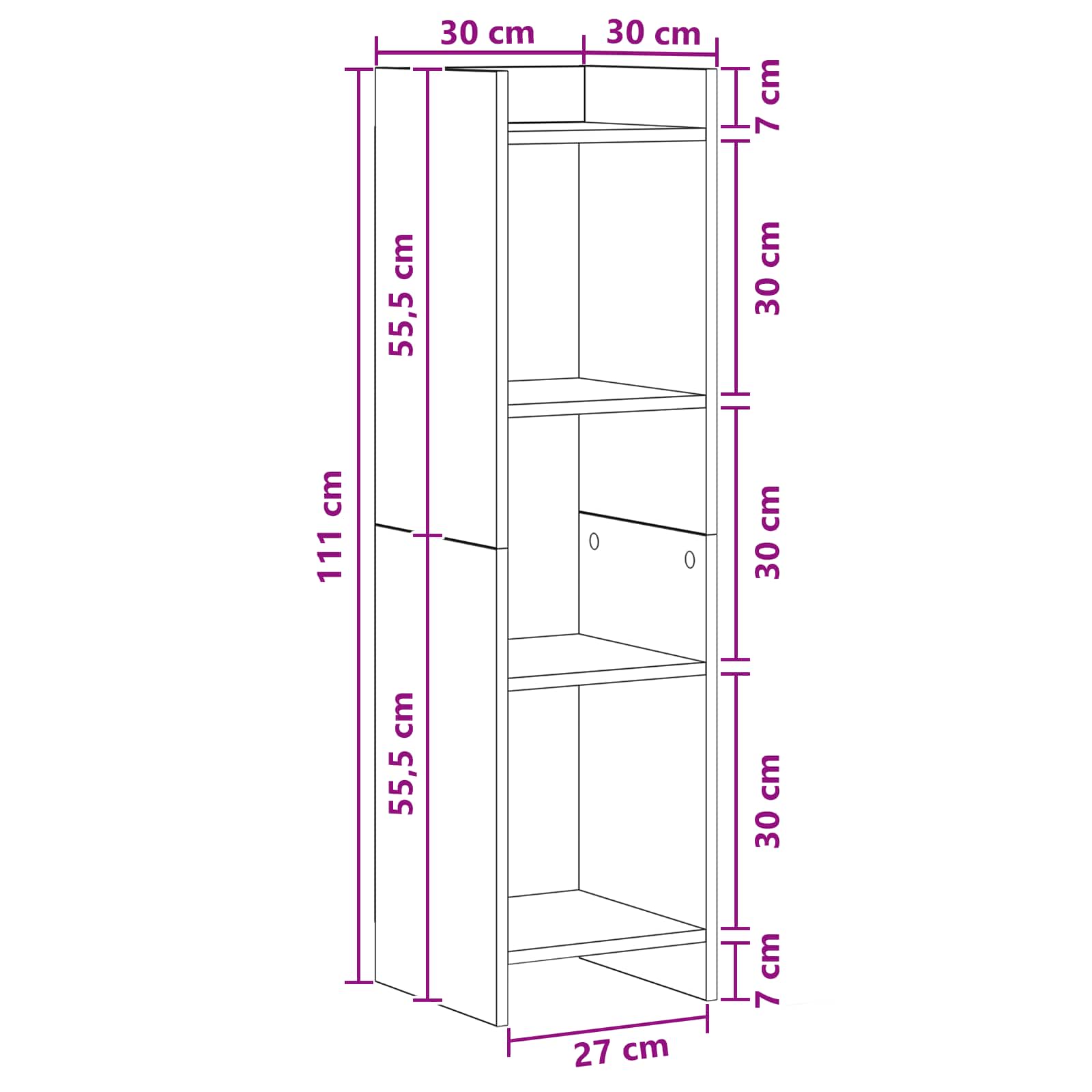 Libreria Rovere Fumo 30 x 30 x 111 cm Legno ingegnerizzato