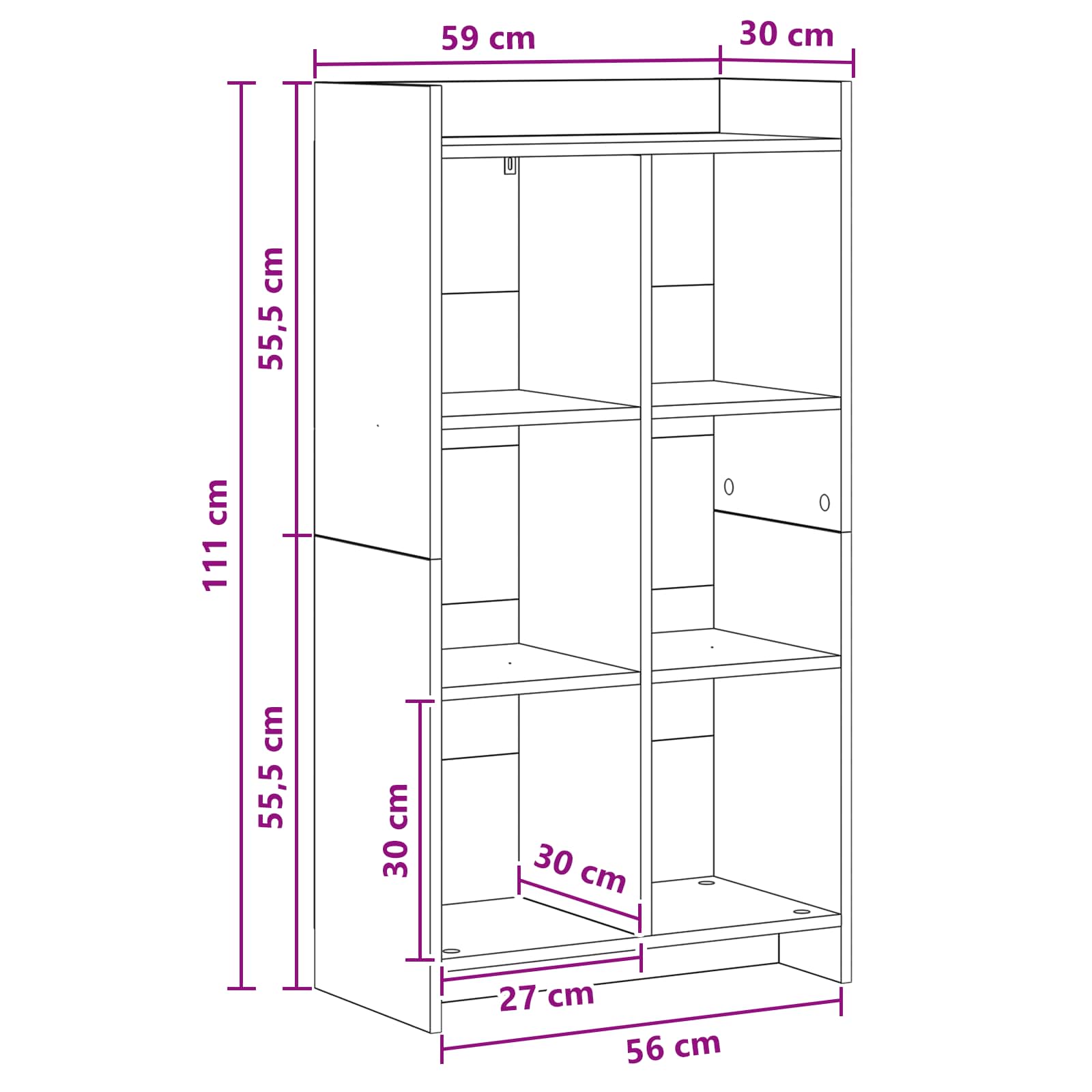 Libreria Rovere Artigianale 59 x 30 x 111 cm