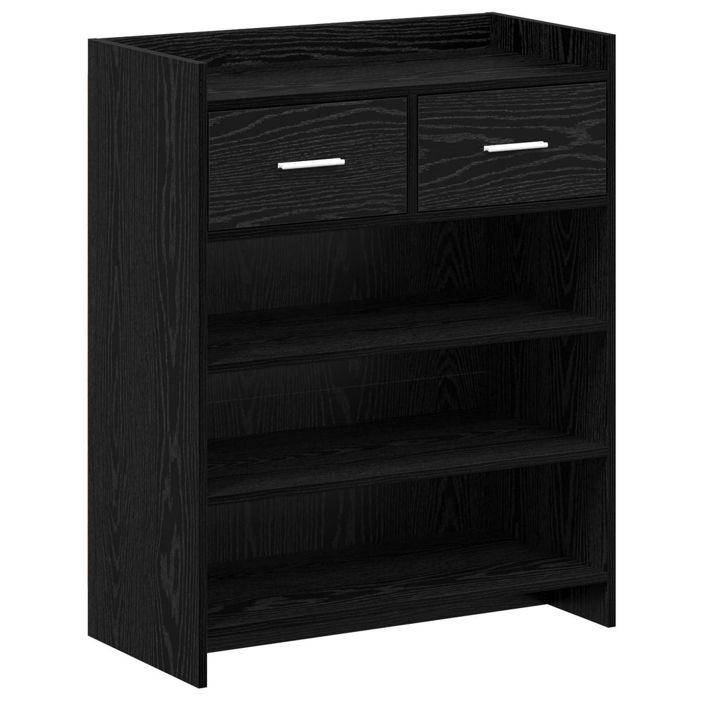 Mobile per scarpe con cassetto Rovere Nero 73,5 x 36 x 92 cm