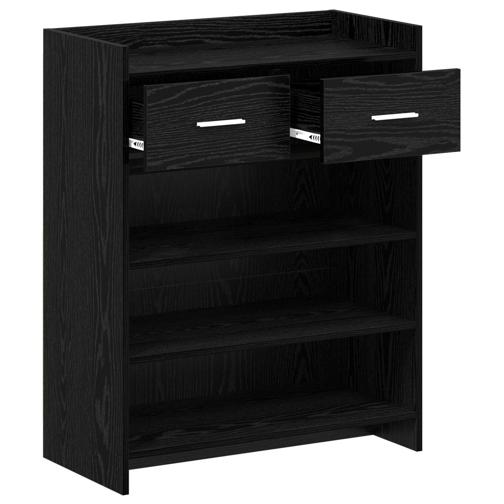 Mobile per scarpe con cassetto Rovere Nero 73,5 x 36 x 92 cm