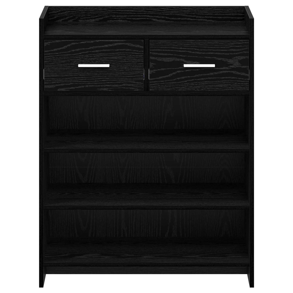Mobile per scarpe con cassetto Rovere Nero 73,5 x 36 x 92 cm