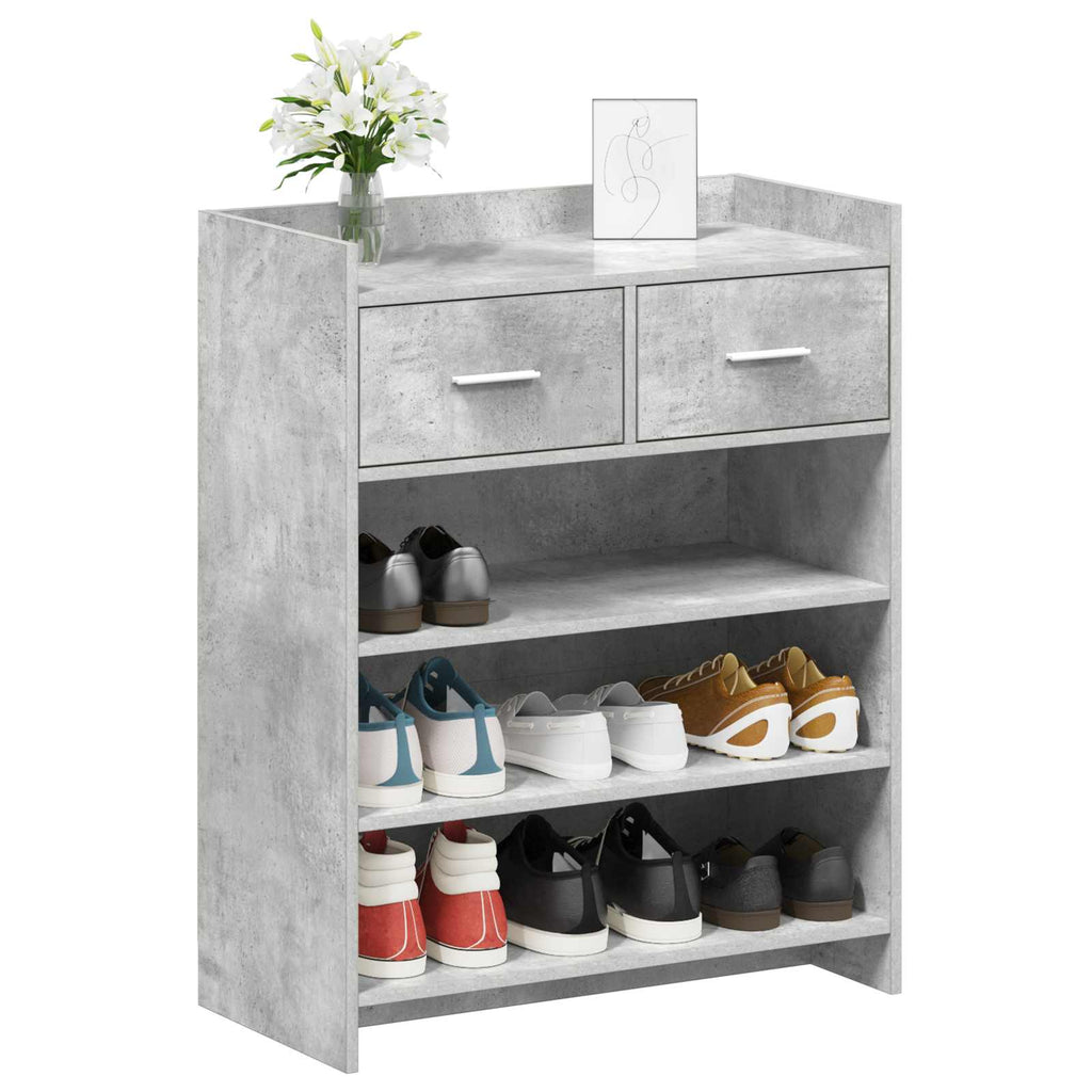 Mobile per scarpe con cassetto Grigio Cemento 73,5 x 36 x 92 cm