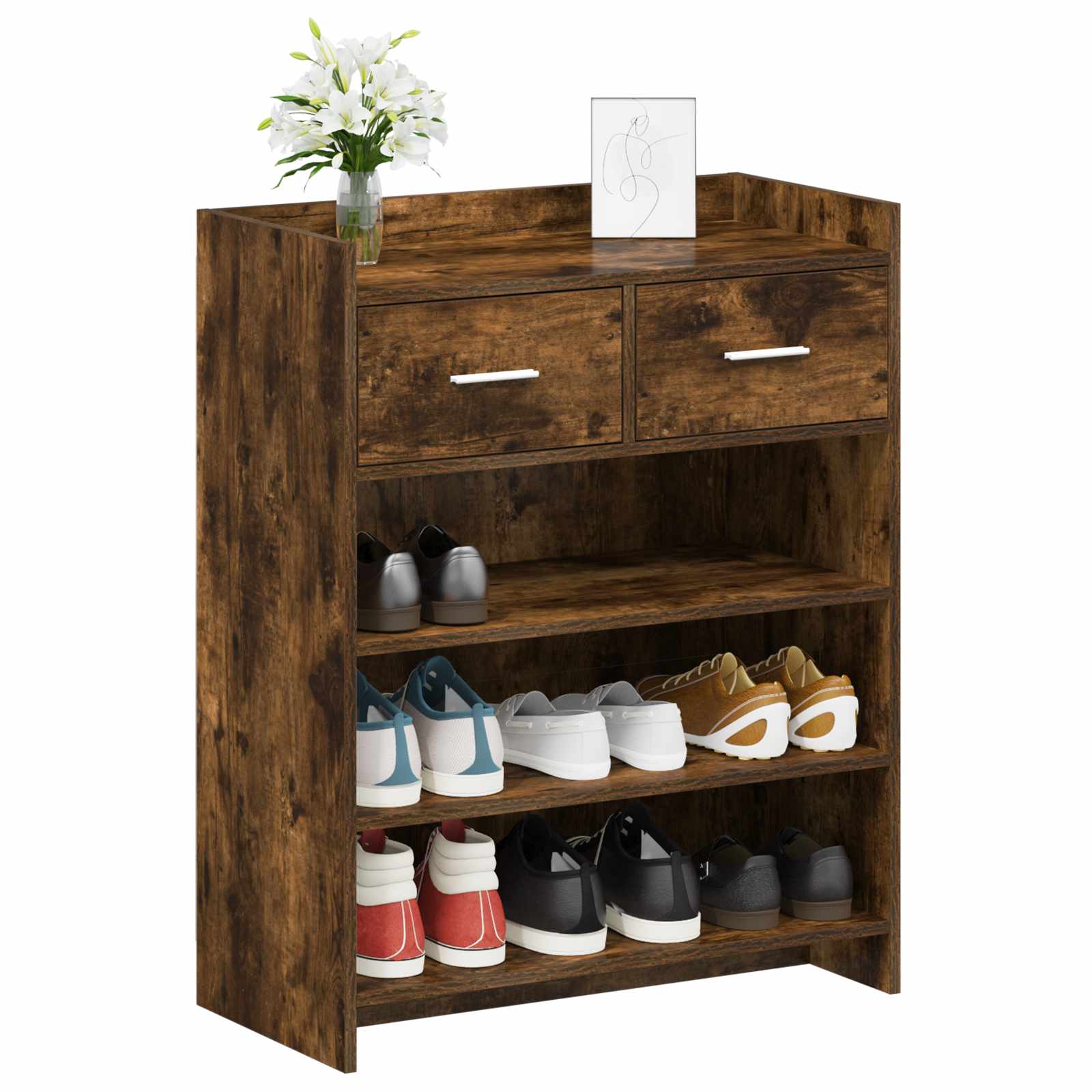 Mobile per scarpe con cassetto Rovere Fumo 73,5 x 36 x 92 cm