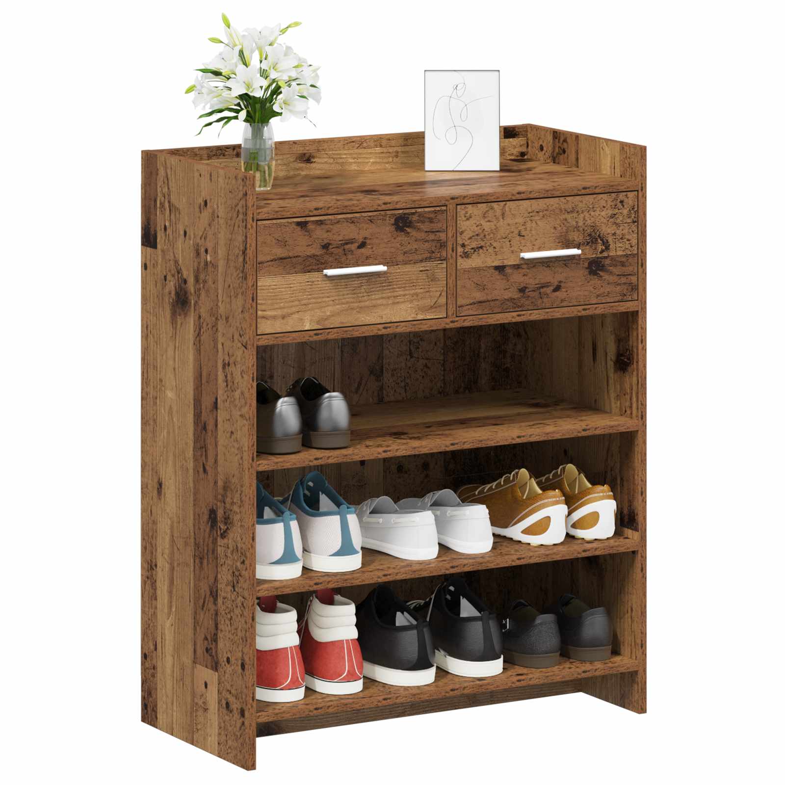 Mobile per scarpe con cassetto Legno antico 73,5 x 36 x 92 cm