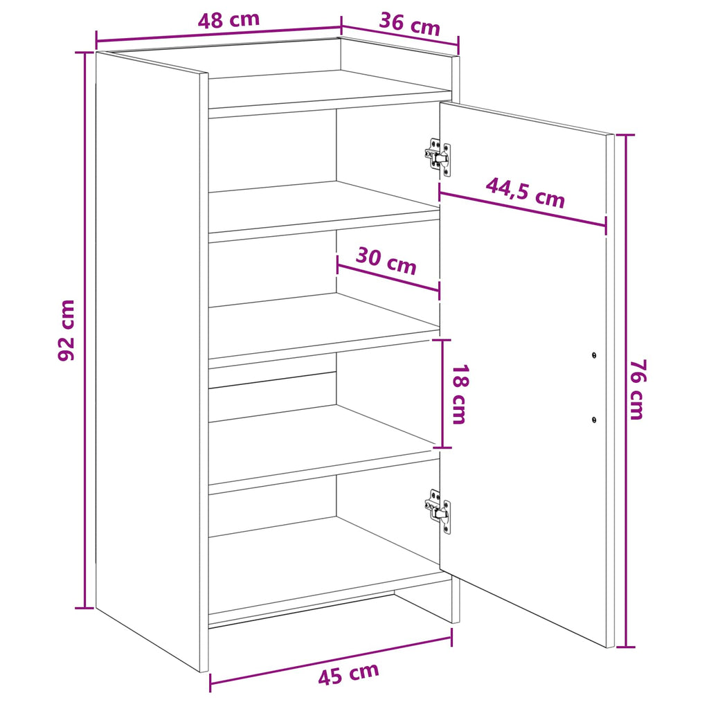 Mobile per scarpe con porta Sonoma grigio 48 x 36 x 92 cm
