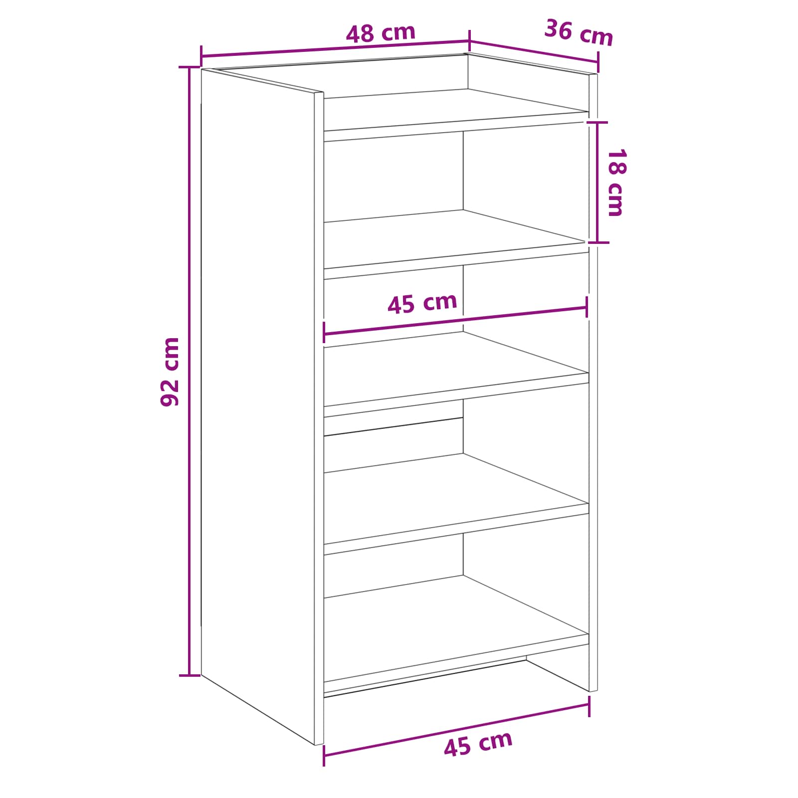 Mobile per scarpe Legno antico 48 x 36 x 92 cm