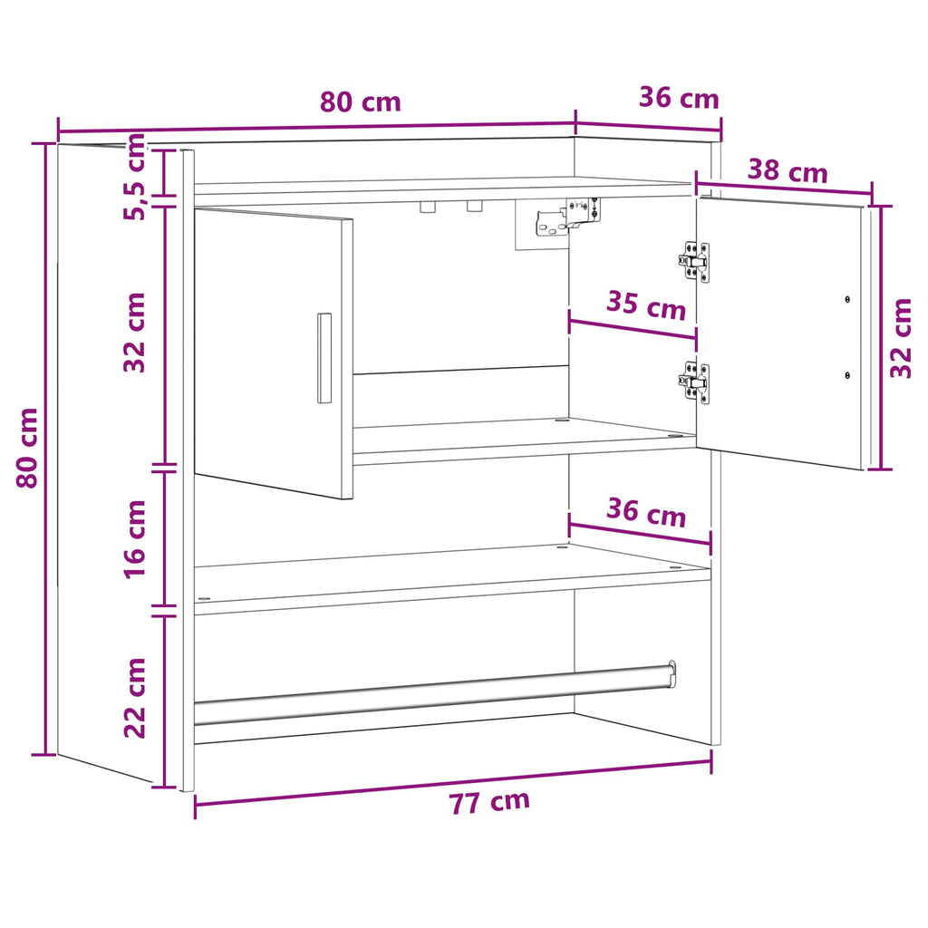 Scaffale da parete A parete Bianco 80 x 36 x 80 cm