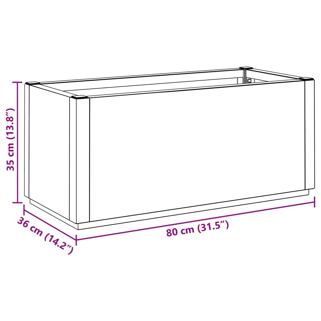 Scatola per Fiori da Giardino Marrone 80 x 36 x 35 cm PP