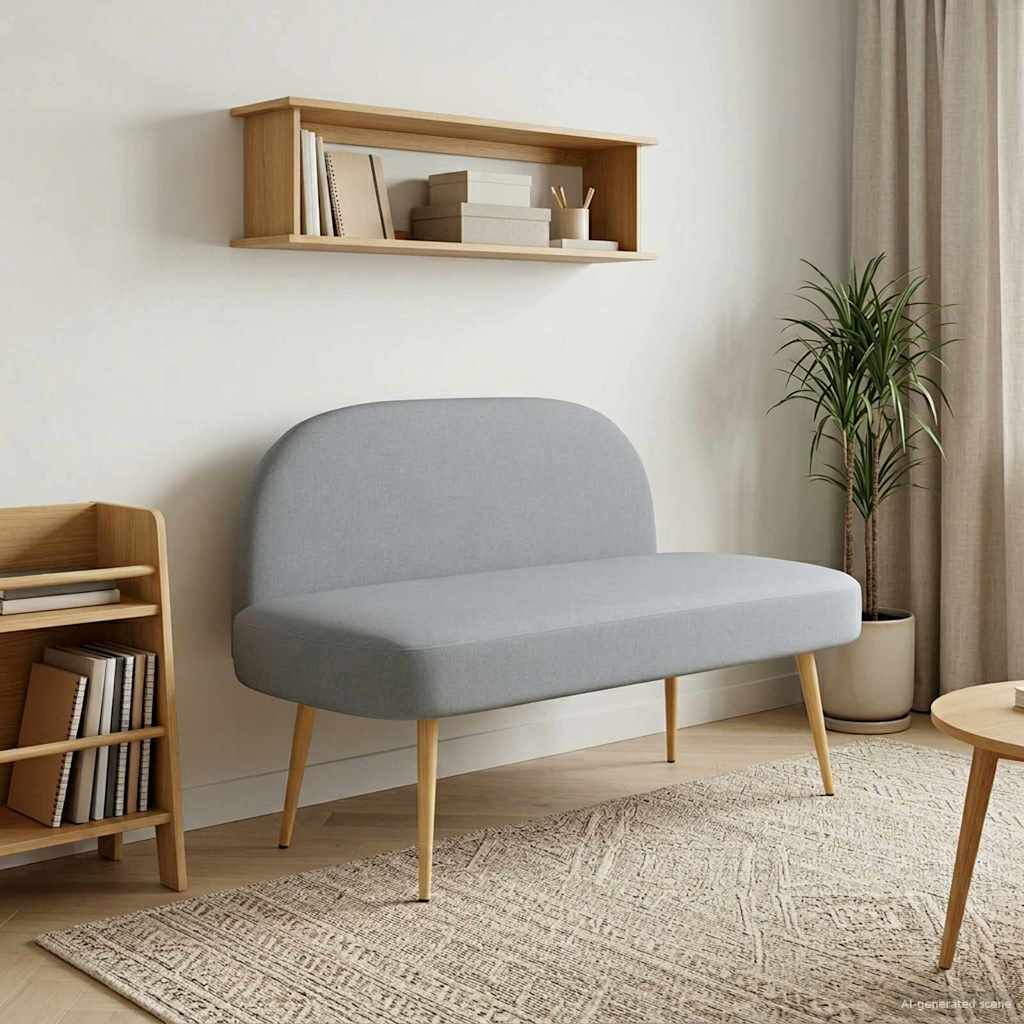 Panchina imbottita con schienale Grigio Chiaro 110 x 60 x 76 cm