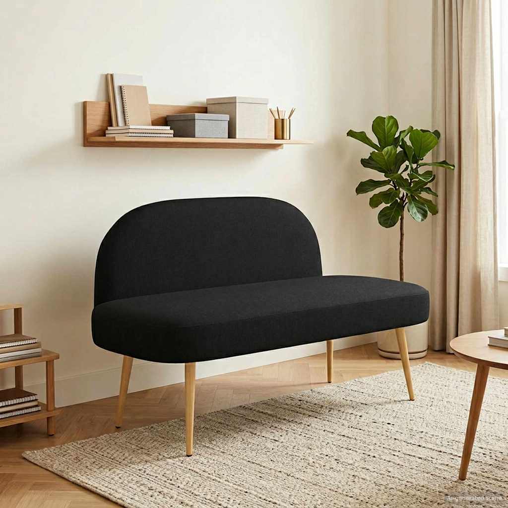 Panchina imbottita con schienale Nero 110 x 60 x 76 cm