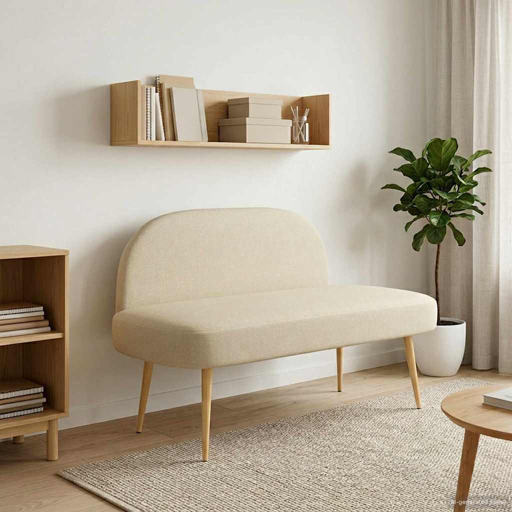 Panchina imbottita con schienale Crema 110 x 60 x 76 cm