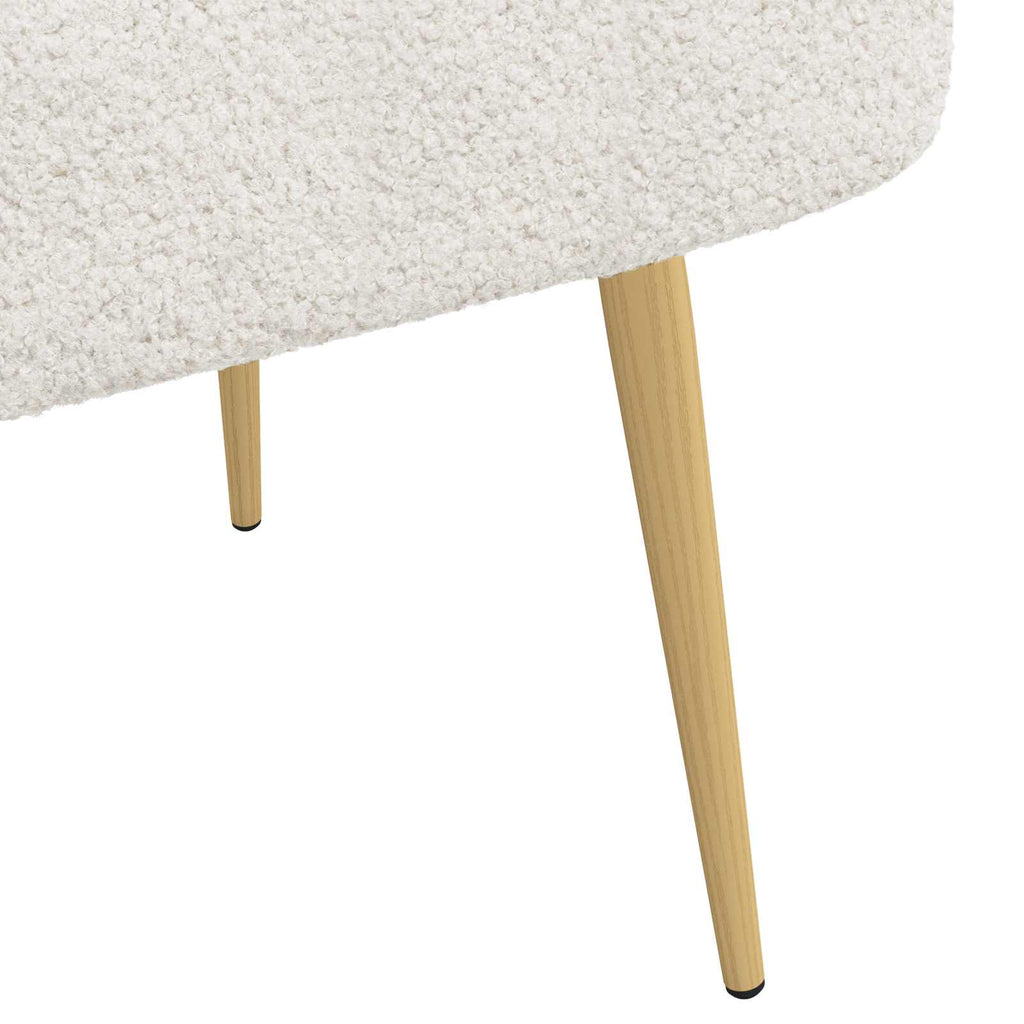 Panchina imbottita con schienale Crema 110 x 60 x 76 cm Bouclé