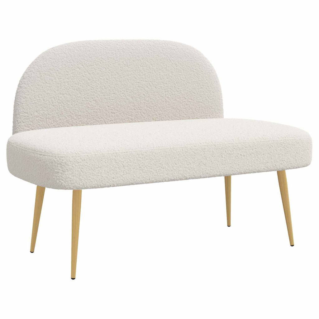 Panchina imbottita con schienale Crema 110 x 60 x 76 cm Bouclé