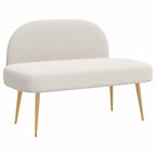 Panchina imbottita con schienale Crema 110 x 60 x 76 cm Bouclé