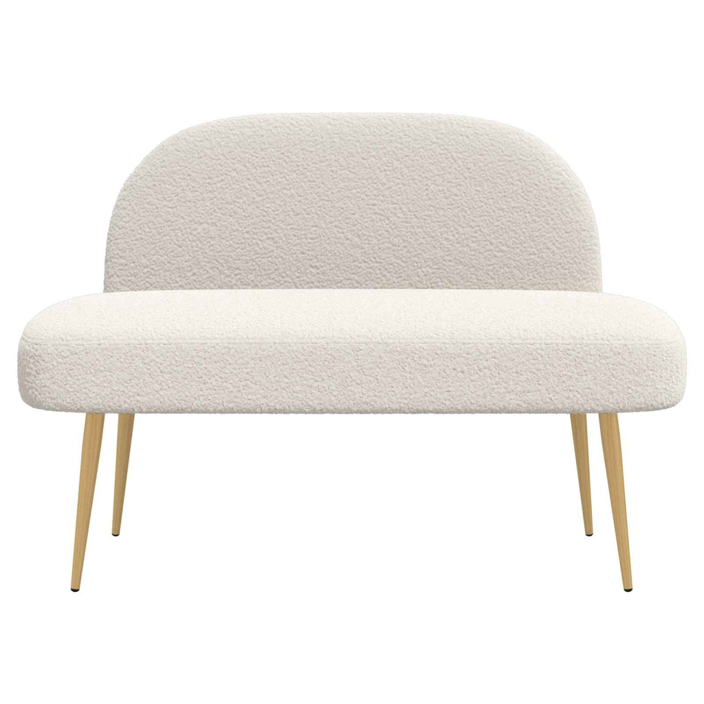 Panchina imbottita con schienale Crema 110 x 60 x 76 cm Bouclé