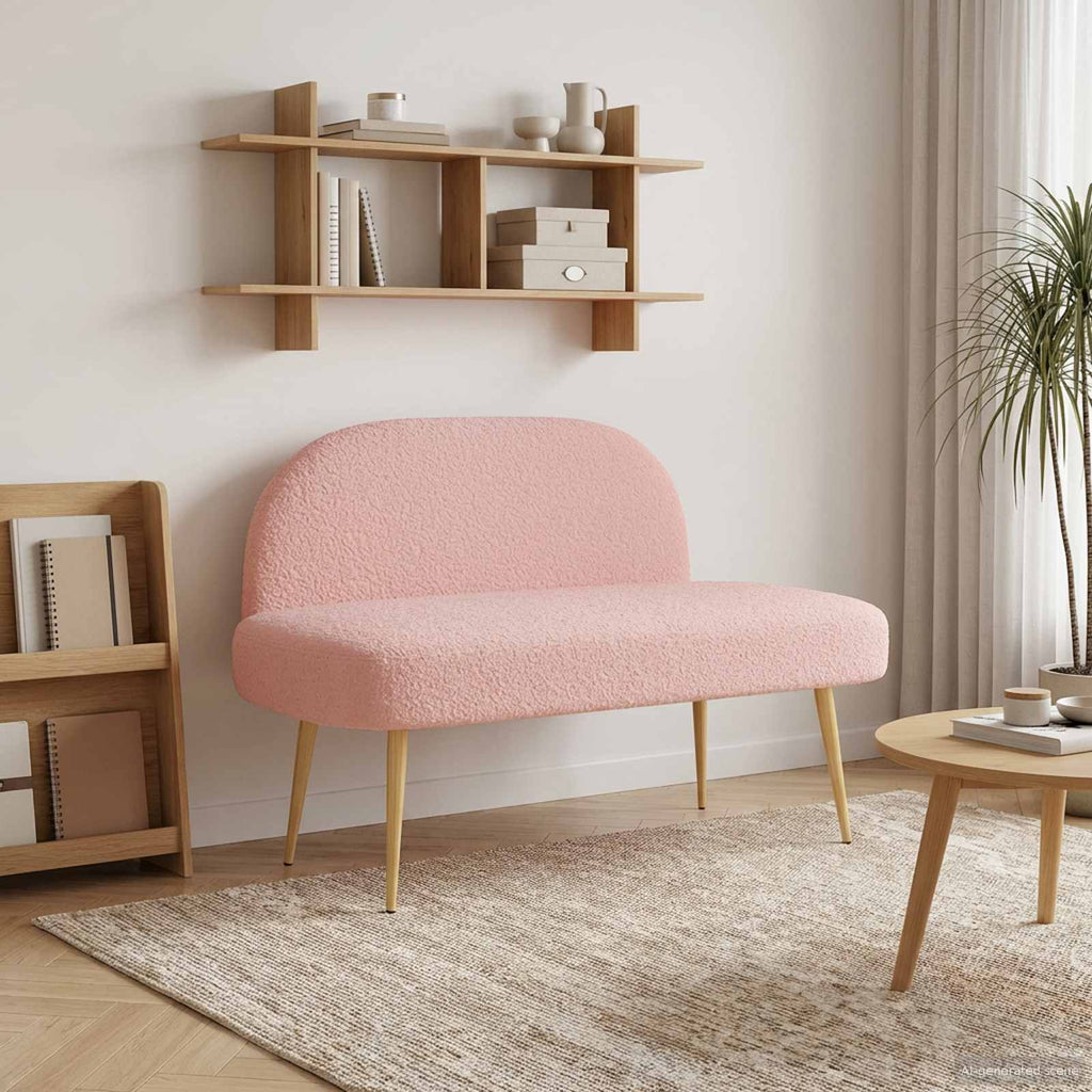 Panchina imbottita con schienale Rosa 110 x 60 x 76 cm Bouclé