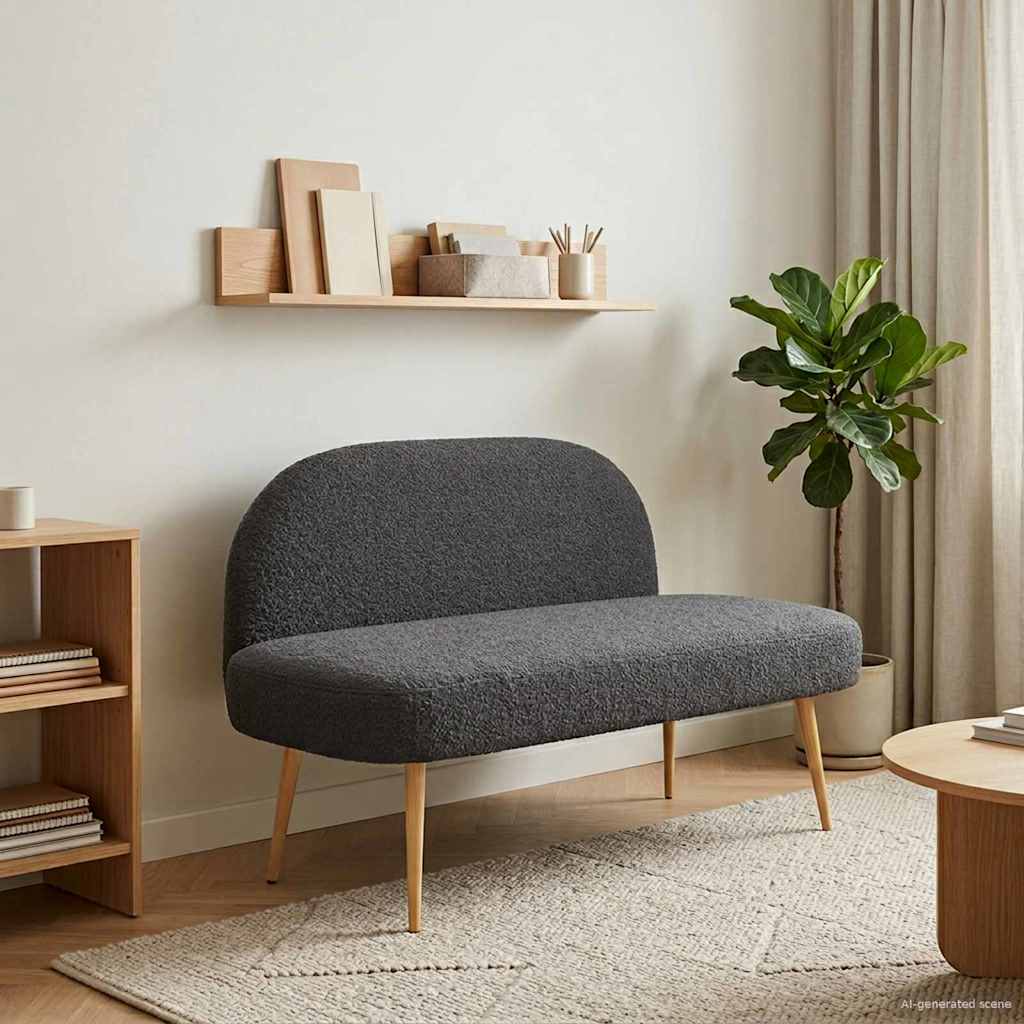 Panchina imbottita con schienale Grigio scuro 110 x 60 x 76 cm