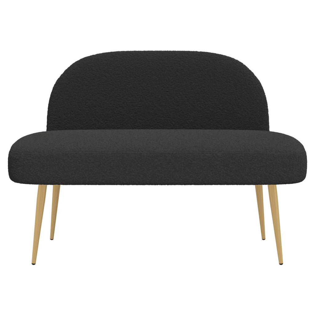 Panchina imbottita con schienale Nero 110 x 60 x 76 cm Bouclé