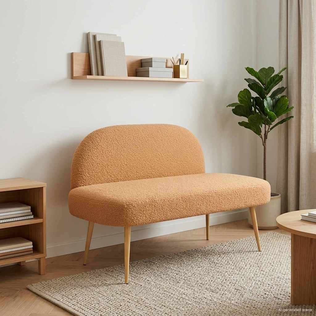 Panchina imbottita con schienale Beige 110 x 60 x 76 cm Bouclé