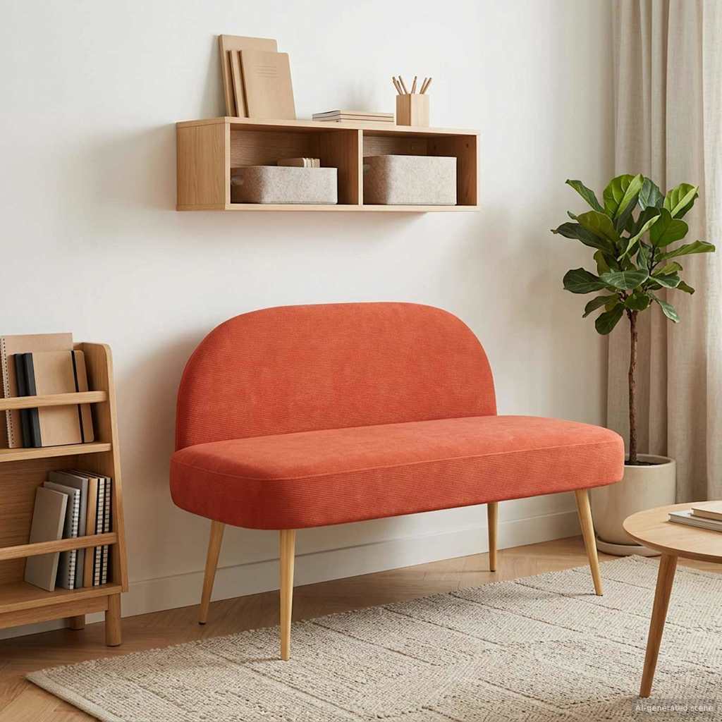 Panchina imbottita con schienale Rosso arancio 110 x 60 x 76 cm