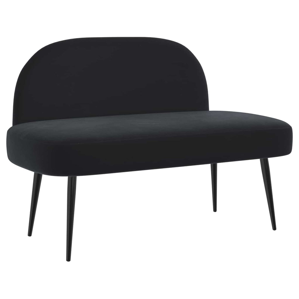 Panchina imbottita con schienale Nero 110 x 60 x 76 cm Velluto