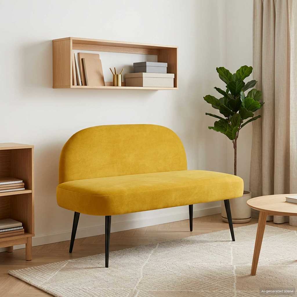 Panchina imbottita con schienale Giallo 110 x 60 x 76 cm