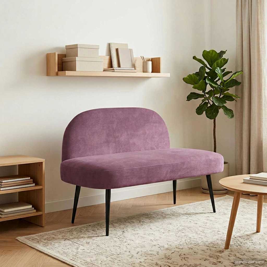 Panchina imbottita con schienale Viola 110 x 60 x 76 cm Velluto