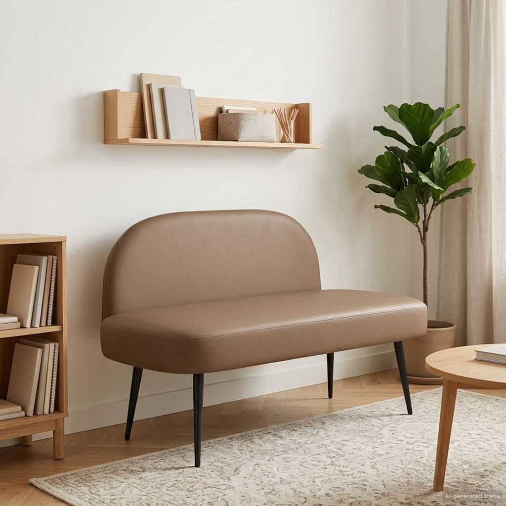 Panchina imbottita con schienale Cappuccino 110 x 60 x 76 cm