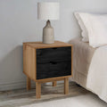 Comodino OTTA Nero 45 x 39 x 57 cm Legno Massello di Pino