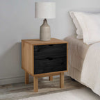 Comodino OTTA Nero 45 x 39 x 57 cm Legno Massello di Pino