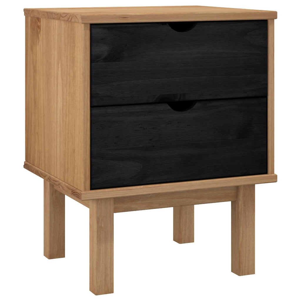 Comodino OTTA Nero 45 x 39 x 57 cm Legno Massello di Pino