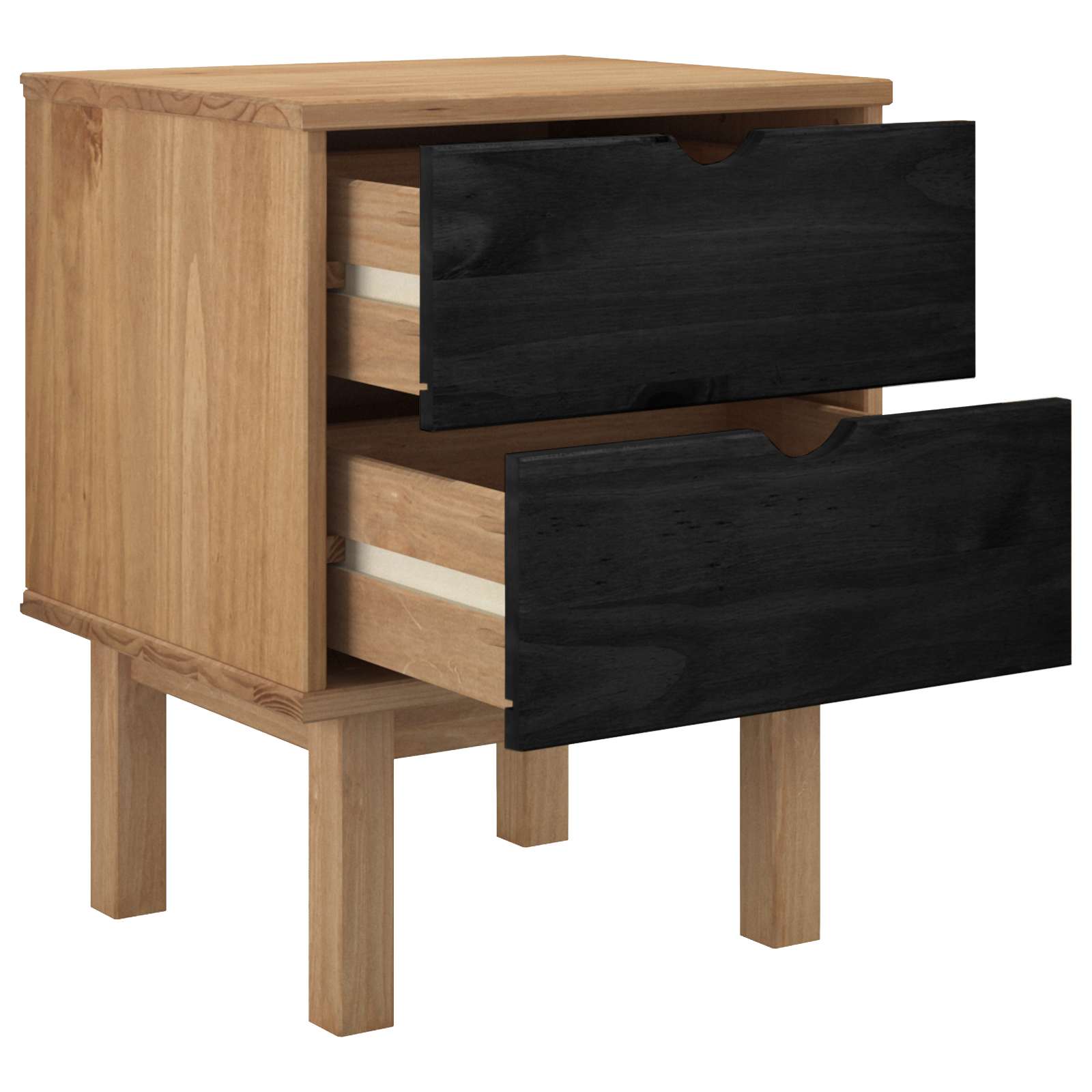 Comodino OTTA Nero 45 x 39 x 57 cm Legno Massello di Pino