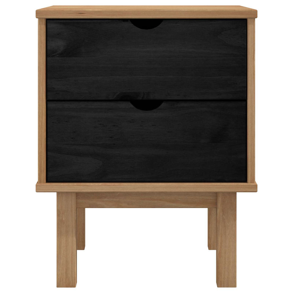 Comodino OTTA Nero 45 x 39 x 57 cm Legno Massello di Pino