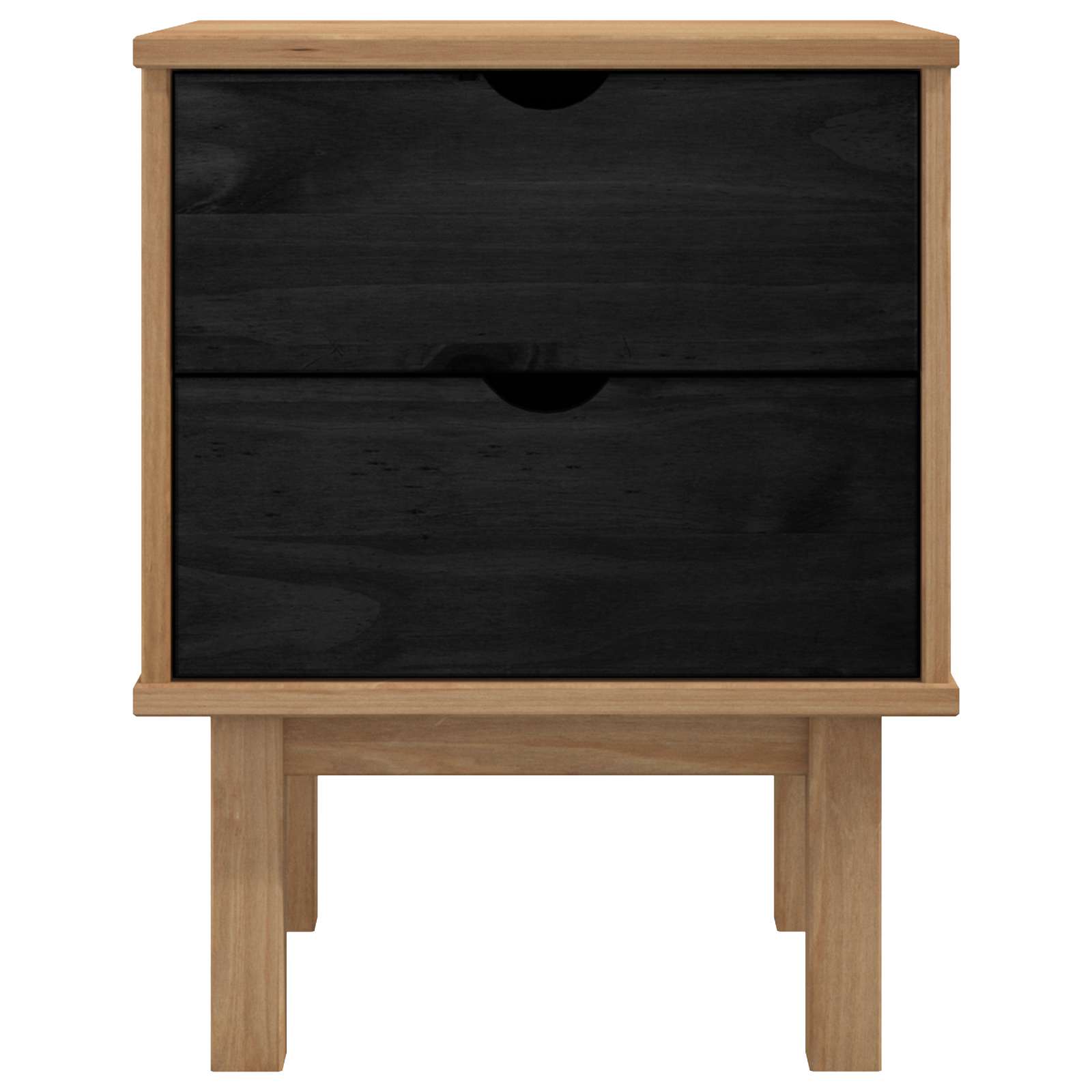 Comodino OTTA Nero 45 x 39 x 57 cm Legno Massello di Pino