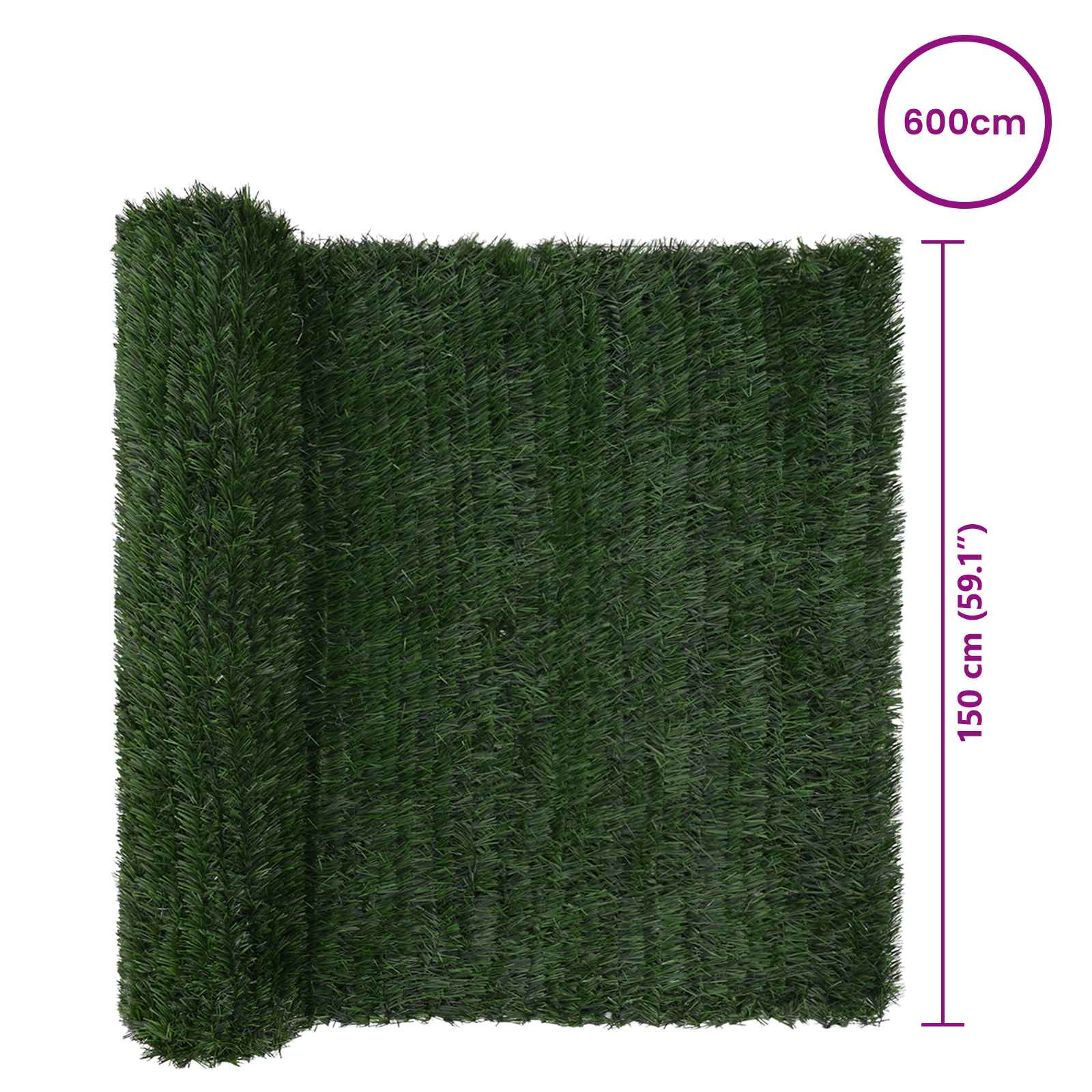 Recinzione Artificiale Verde Scuro 1,5 x 6 m PVC e Acciaio