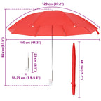 Ombrello con morsetto 2 pcs Rosso mattone Ø 105 x 86 cm