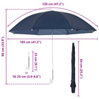 Ombrello con morsetto 2 pcs Blu navy Ø 105 x 86 cm