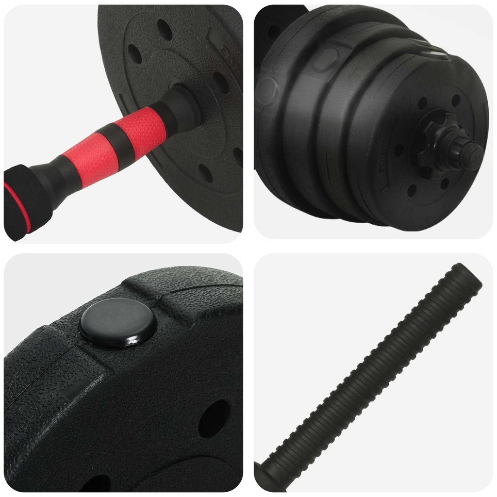 Set di Manubri 2-in-1 40kg Nero e Rosso