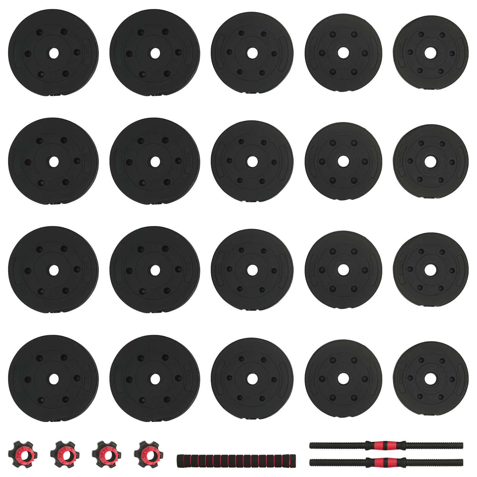 Set di Manubri 2-in-1 40kg Nero e Rosso