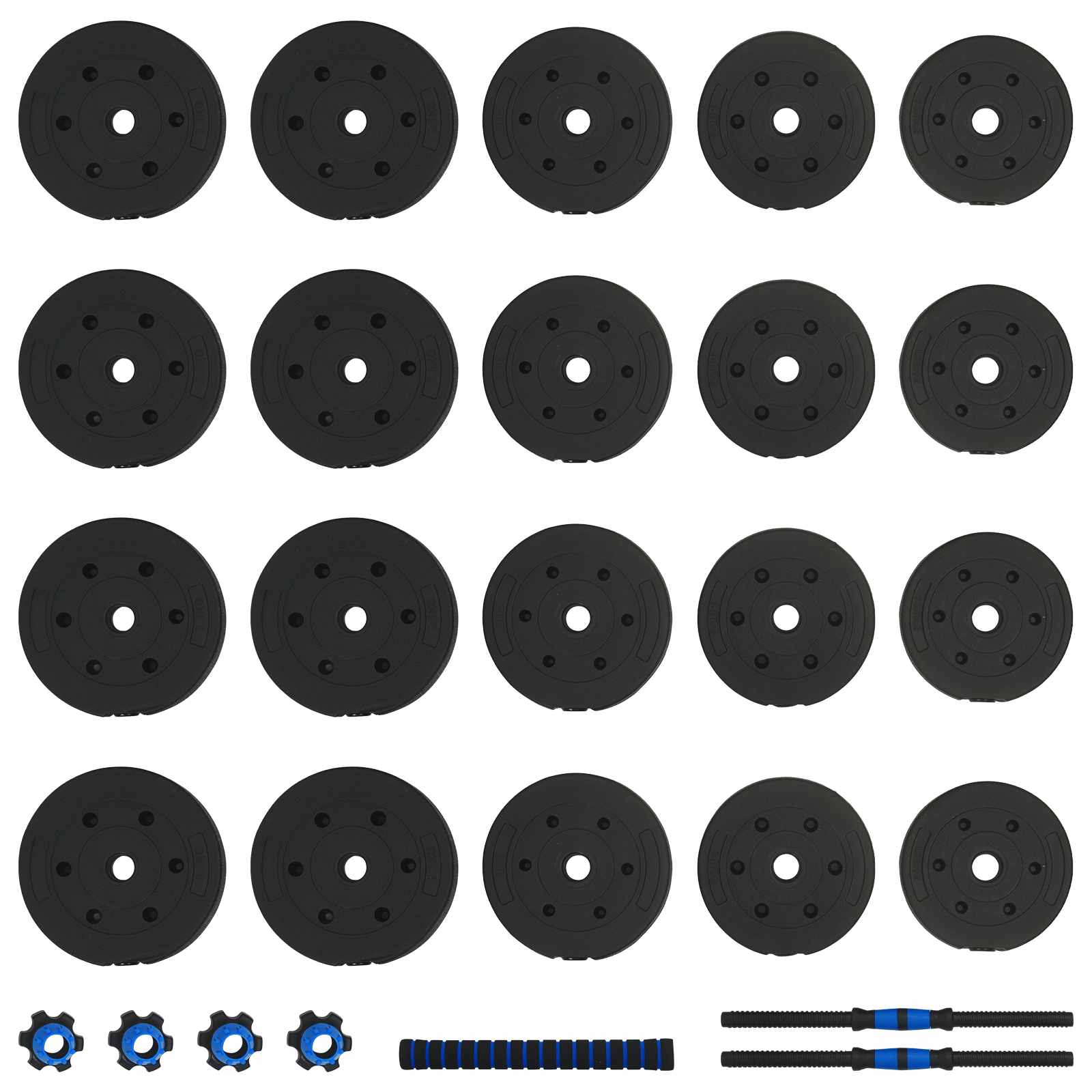 Set di Manubri 2-in-1 40kg Nero e Blu Cemento e sabbia di ferro