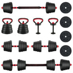 Set di Manubri 4-in-1 40kg Nero e Rosso